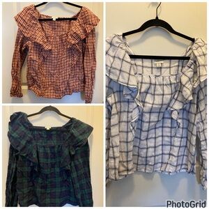 BUNDLE (All 3 included!): J.Crew Plaid Ruffle Flannel Shirts